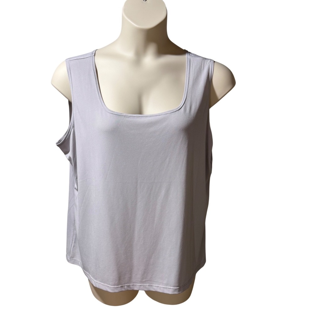 Effortless Style by Citiknits Sleeveless Tank Top 1X Grey Square Neck‎ Workwear